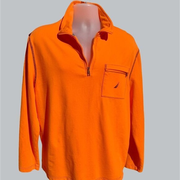 NAUTICA MENS PARTIAL ZIP COLLARED EMBROIDERED LONG SLEEVE PULLOVER TOP LARGE - Picture 1 of 8